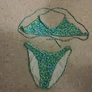 Green Floral 2 Piece Bikini swimwear